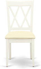 East West Furniture CLC-LWH-C Clarksville Kitchen Dining Chairs - Linen Fabric Upholstered Wood Chairs, Set of 2, Linen White