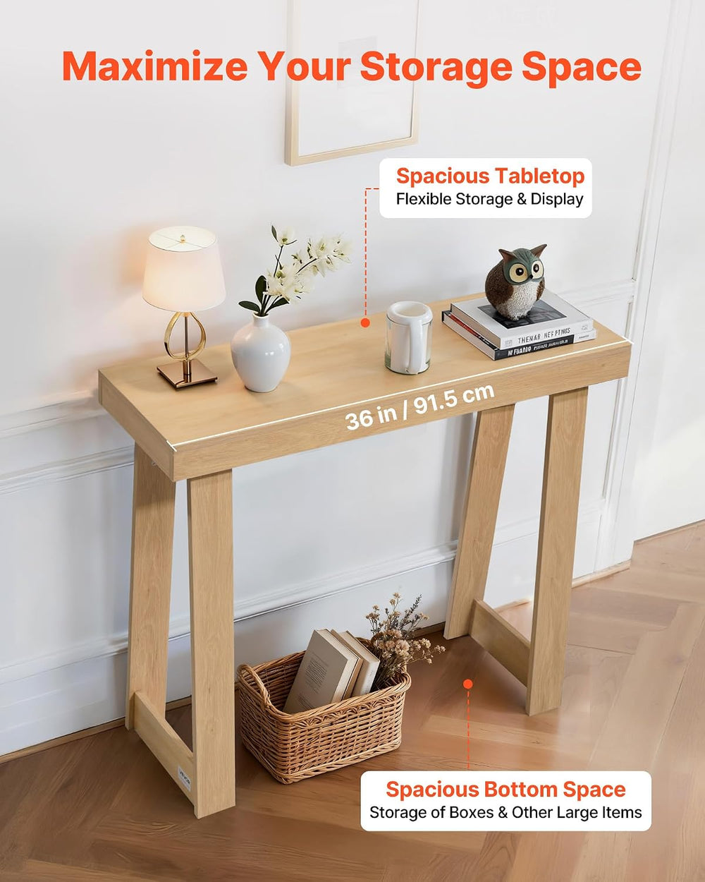 VEVOR 36 in Console Table, Modern Desk Behind The Couch, Wooden Rectangle Ent...