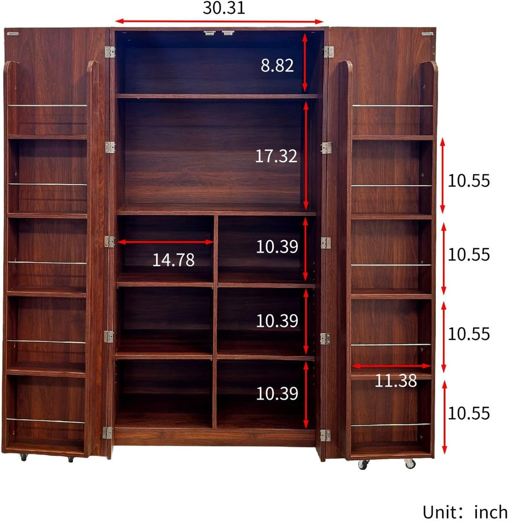 Kitchen Pantry Cabinet with Doors & Shelves, 62.8" Freestanding Cupb...