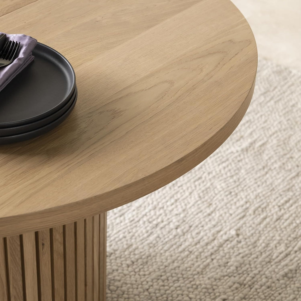Transformer Table - Solid Wood Extendable Round Dining Table Set with 6 Chair...