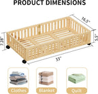 Bamboo Under Bed Storage with Wheels,Rolling Underbed Shoe Organizer Box for Shoes,Blankets,Toys,Clothes Container Space-Saving Bins for Bedroom,Closet,Dorm,Nursery