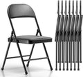 Nazhura 8 Pack Folding Chairs with Padded Vinyl Cushion Chairs with Comfortable Cushion and Durable Steel Frame for Home and Office, for Indoor and Outdoor Events Black 8PACK