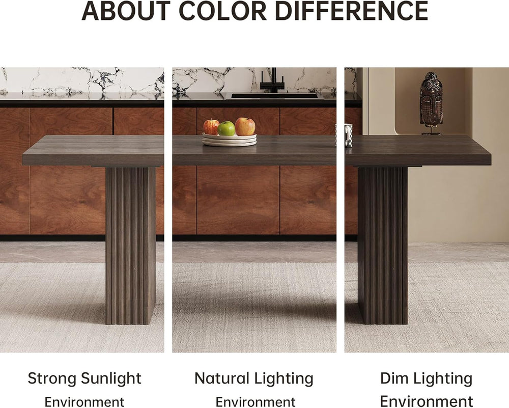 Farmhouse Dining Table for 4-6, 66.9" Modern Wood Kitchen Table with Dou...