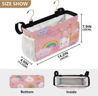 Multicolored Stars Rainbows Bedside Caddy for Dorm Bed Bedside Hanging Caddy Bag Iron Frame Storage Organizer Pocket for Bunk Home College Hospital Beds 2 Hooks