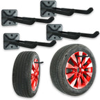 Heavy Duty Garage Tires Hooks Wall Mounted Hanger Tool Organizer Rack Hardware Steel Metal Multi-Tools Storage Utility Hooks with Screws and Anchors(4, Black)