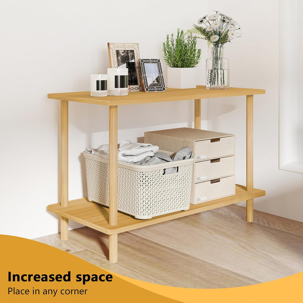 Funecy 2-Tier End Table, Sofa Side Table with Storage, Narrow Side Table, Bed...