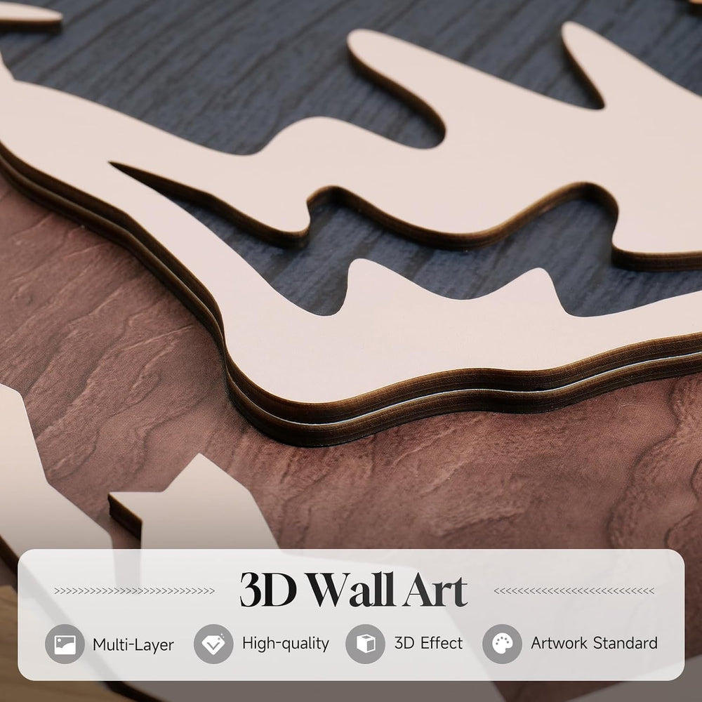 Large Framed 3D Wood Mountain Wall Art Decor for Living Room, 24x36 Inch
