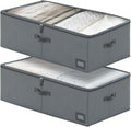 10-Inch Under Bed Storage Containers (2-Pack) | Sturdy Sidewalls | Clear Cover & Label Holder | Foldable Fabric Closet Bin Organizer | Stores Clothing/Blankets/Sweaters/Sheets