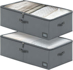 10-Inch Under Bed Storage Containers (2-Pack) | Sturdy Sidewalls | Clear Cover & Label Holder | Foldable Fabric Closet Bin Organizer | Stores Clothing/Blankets/Sweaters/Sheets