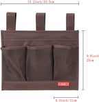 Hanging Bedside Caddy, Bedside Storage Organizer for Magazine, Phone, Remote control (Classic4 Pockets-Coffee)