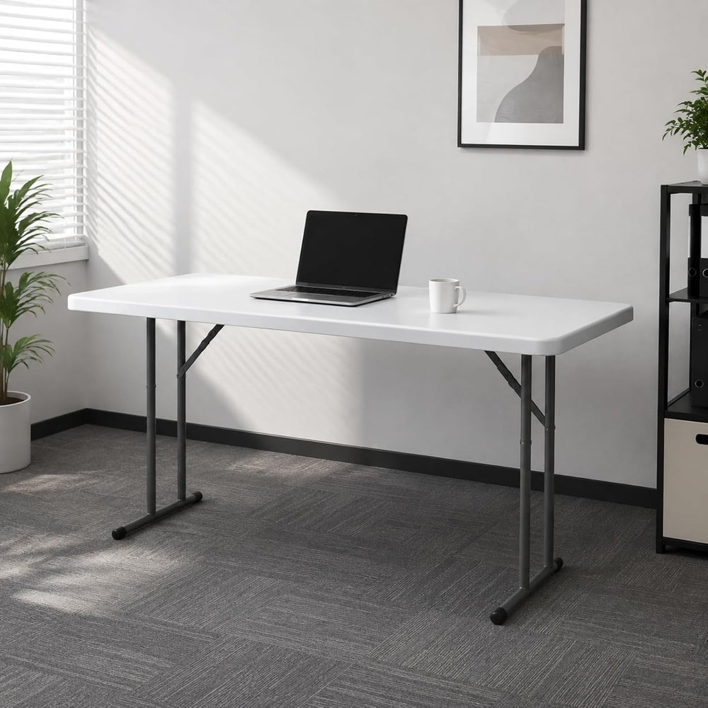 Folding Table 5FT Narrow Portable Plastic Heavy Duty Table HDPE Tabletop Rect...
