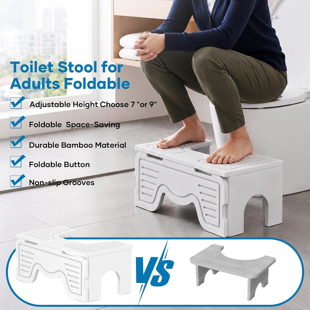 Foldable Toilet Stool,Bamboo Potty Stool Squat for Adult,Poop Stool