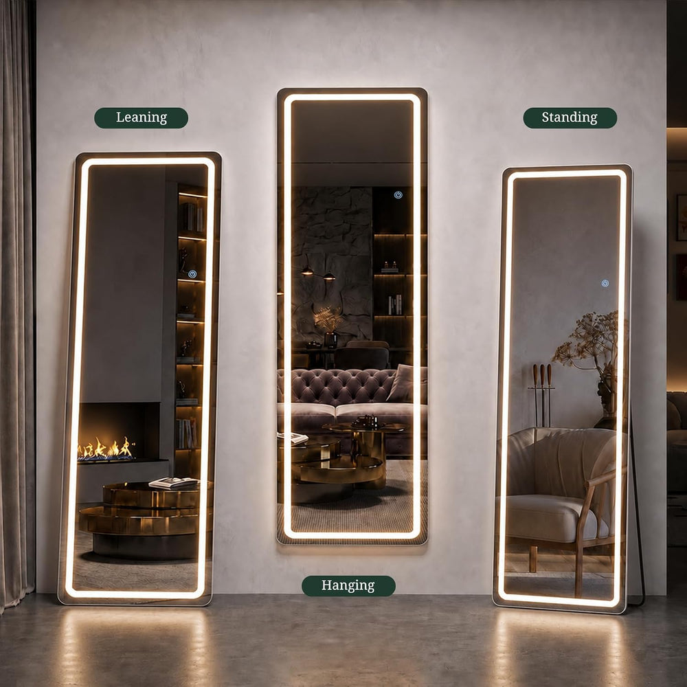 Full Length Mirror with Lights, 64"x21" LED Lighted Full Body Floor...
