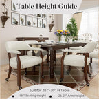 LEEMTORIG Large Dining Chairs with Casters and Arms, Rolling Dining Chairs with Wheels, Accent Game Poker Chairs, Wood Boss Caption's Chairs, 26“Dx25.2 Wx31.5“H, Cherry Legs & Ivory PU, SY-1533-WT