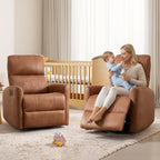 HAOMARKETS Swivel Rocker Recliner Chair Set of 2, Manual Faux Leather Glider Rocking Recliners for Adults, 360° Swivel Nursery Reclining Sofa with Padded Backrest for Living Room, Dark Brown