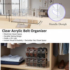 Belt Organizer,Acrylic Belt Organizer for Closet with Removable Dividers 5 Compartments & Handles Drawer organization and storage for Purse,underwear, Socks,and Ties (2pack)