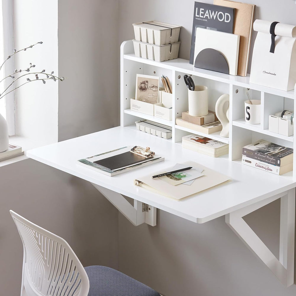 SoBuy Wall Mounted Folding Table | Floating Desk for Small Spaces, Fold Down ...