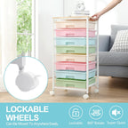 Rolling Storage Cart with Drawers,Utility Cart With 8 Drawers and Wooden Tabletop,Rolling Drawer Cart,Storage Drawer Cart for Living Room,Classroom,Bedroom,Bathroom,Dorm,Office,Rainbow