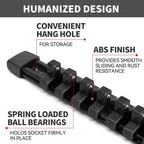 Socket Organizer Drive ABS Tools - Black Socket Holder, Premium Quality 6 Pieces Socket Holders Kit 1/4-Inch x 32 Clips, 3/8-Inch x 30 Clips, 1/2-Inch x 24 Clips（6PC,Black)