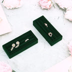 Small Jewelry Tray-Ring Organizer 2PCS Premium Velvet Rings Earrings Display Tray Storage Insert Holder for Jewelry Box, Drawer, Dresser (3 Slots, Green)
