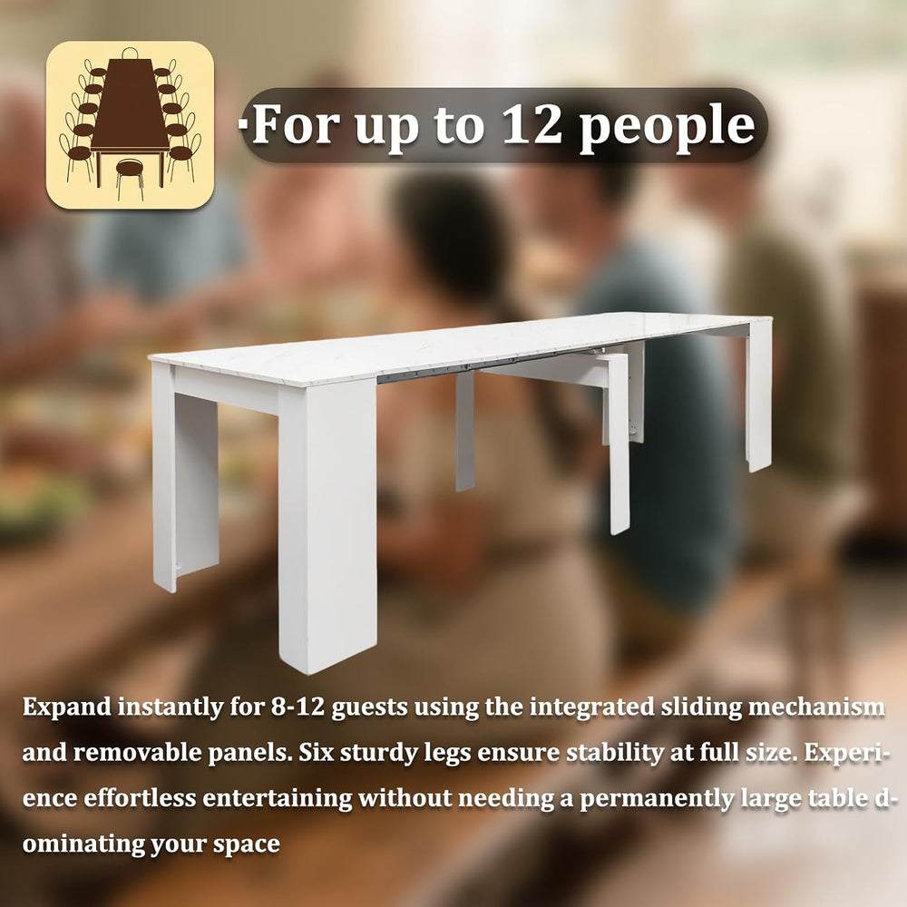 JOYSOURCE Extendable Dining Room Table for up to 12 People 20-119 inch Adjust...