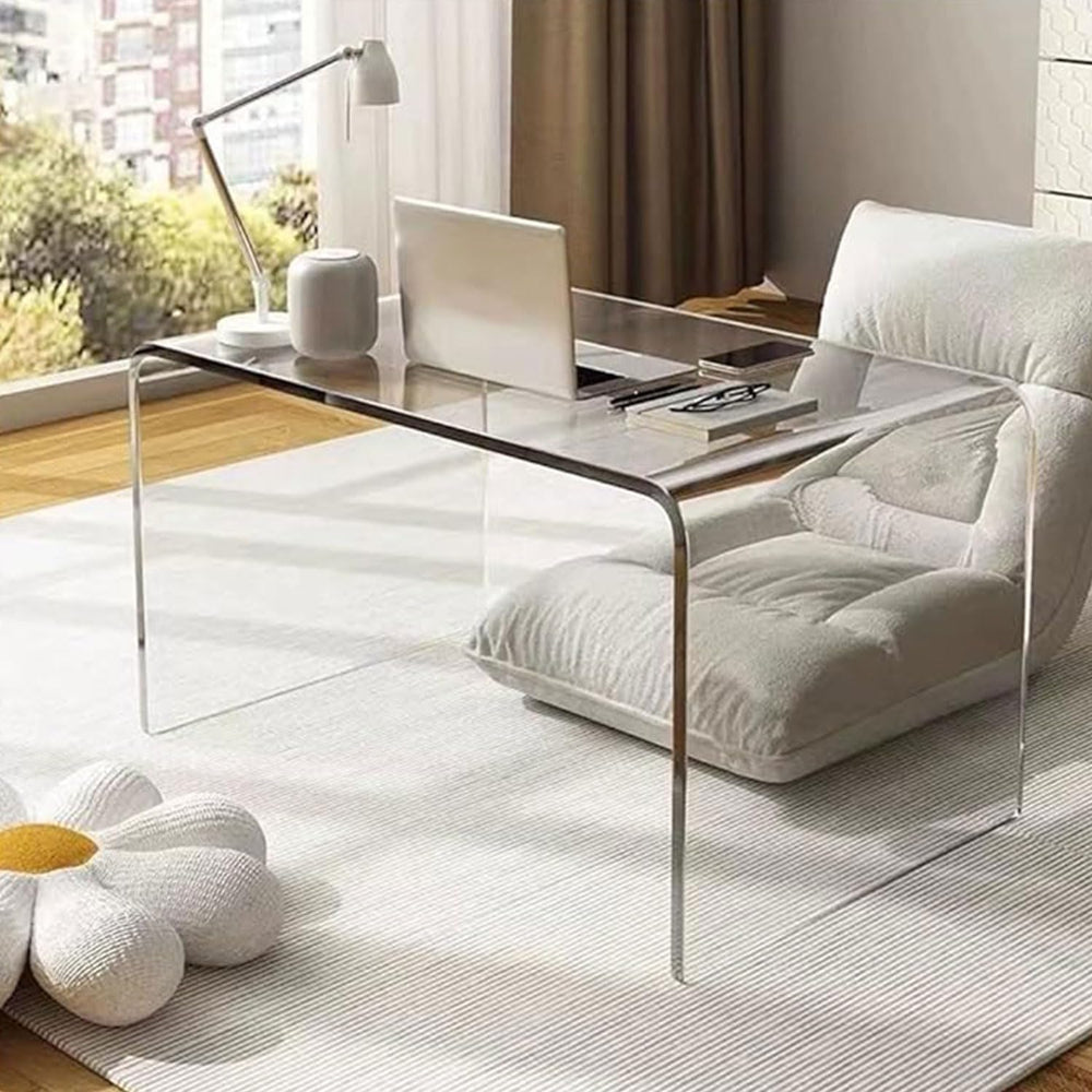 C-Shape Clear End Table, Transparent Small Multipurpose Side Nightstand Bedsi...