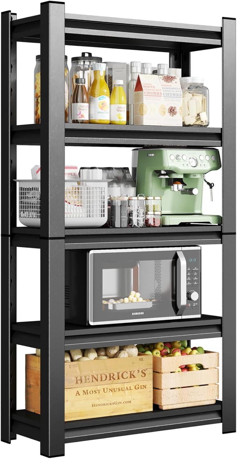 5-Tier Metal Storage Shelves,Adjustable Heavy Duty Shelving Units,Kitchen Shelves Organizer,2750 LBS,Standing Shelf for Pantry Garage Laundry Room (59" H*31.5" W*13.8" D)