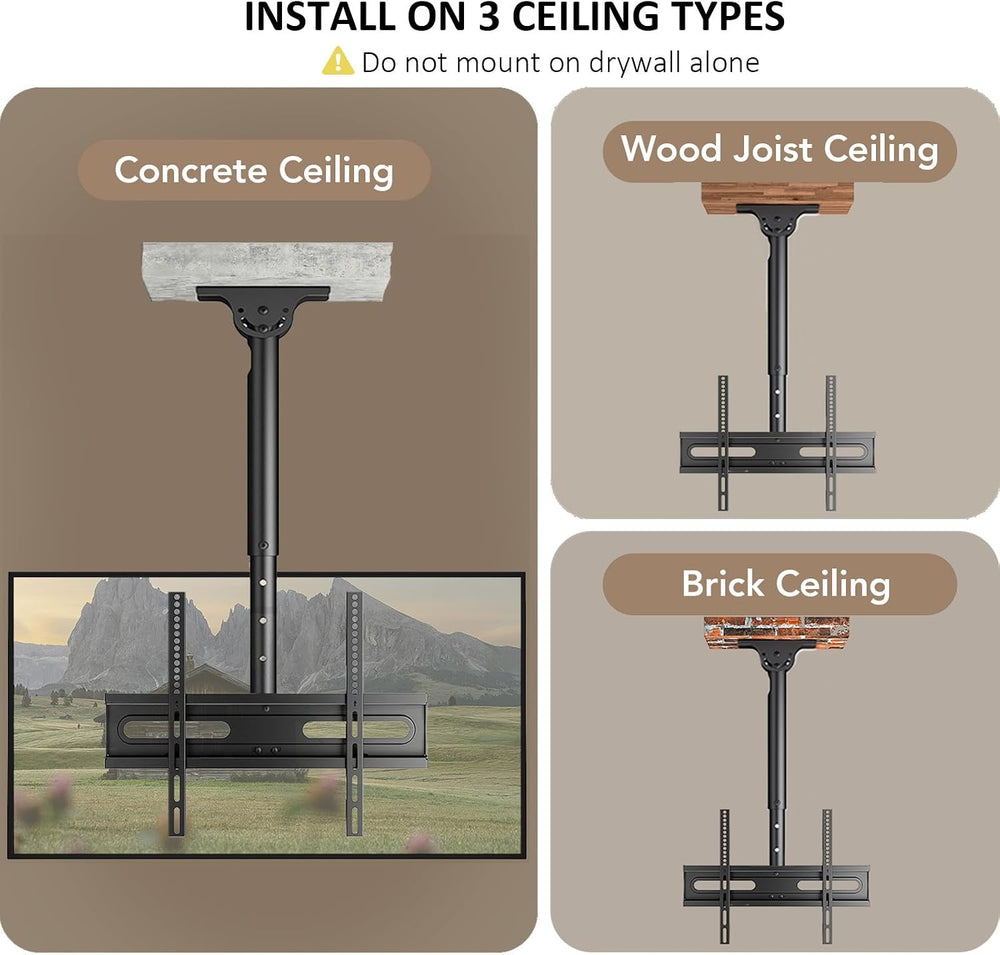 AX WABER Ceiling TV Mount Adjustable Bracket for 26-65 inch LCD LED OLED 4K T...