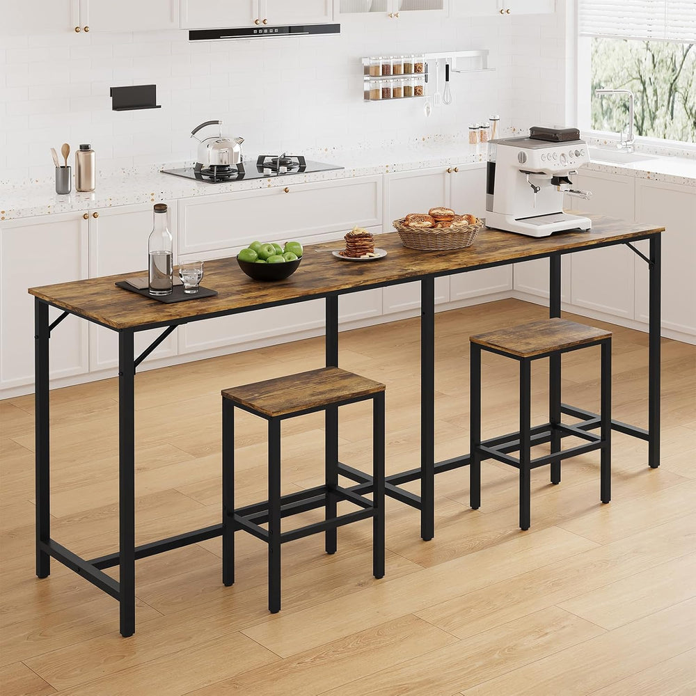 YATINEY 70.9" Bar Table and Chairs Set, Dining Table and Chair Sets, 3 P...