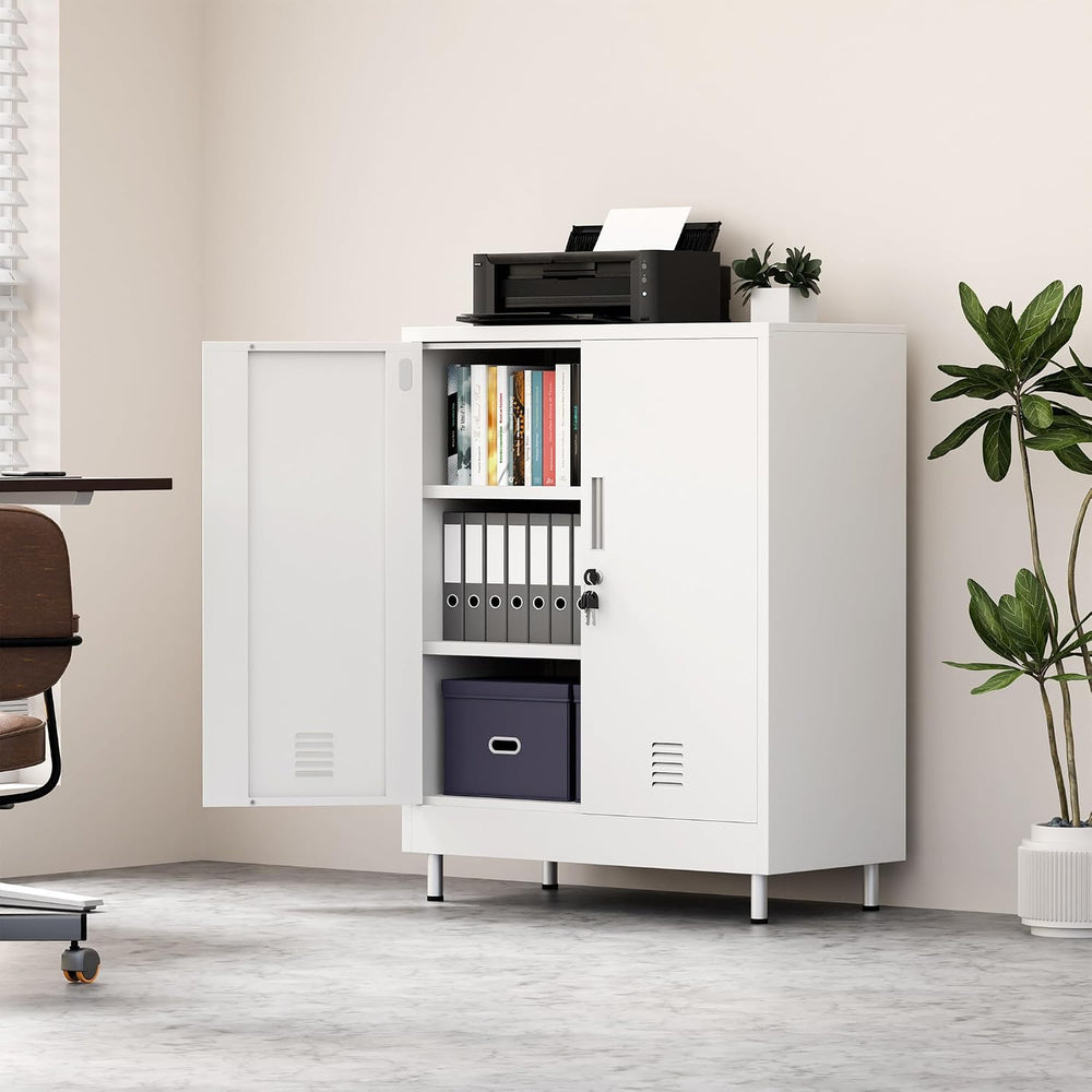 JINGUR Metal Storage Cabinet with Locking Doors and 2 Adjustable Shelves, Loc...