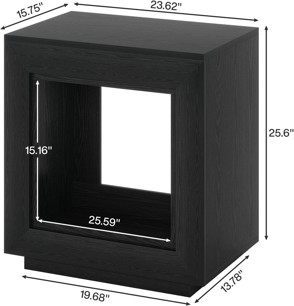 Tribesigns Rustic Wood End Table, 2 Tiered Square Side Table with Storage She...
