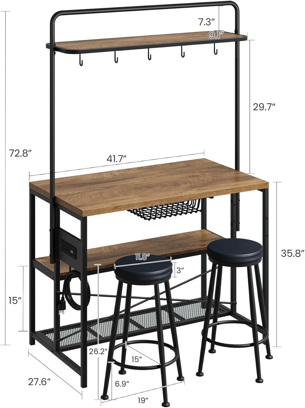 Kitchen Microwave Stand Coffee Bar Table with Storage, Natural | Small Kitche...