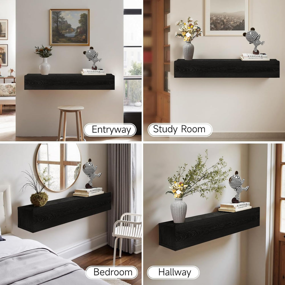 Floating Solid Wood Console Table, 32'' Wall Mounted Narrow Entryway ...