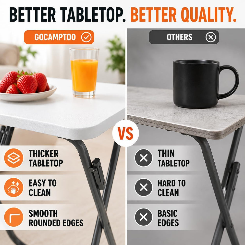 Gocamptoo Portable Folding TV Dinner Tray Table Set of 2 | No Assembly Requir...