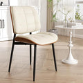 Dining Chair, Mid Century Modern Dining Room Chair with Thick Cushion, Upholstered Faux Leather Kitchen Chairs with Walnut Bentwood Back for Kitchen Dining Room, Beige