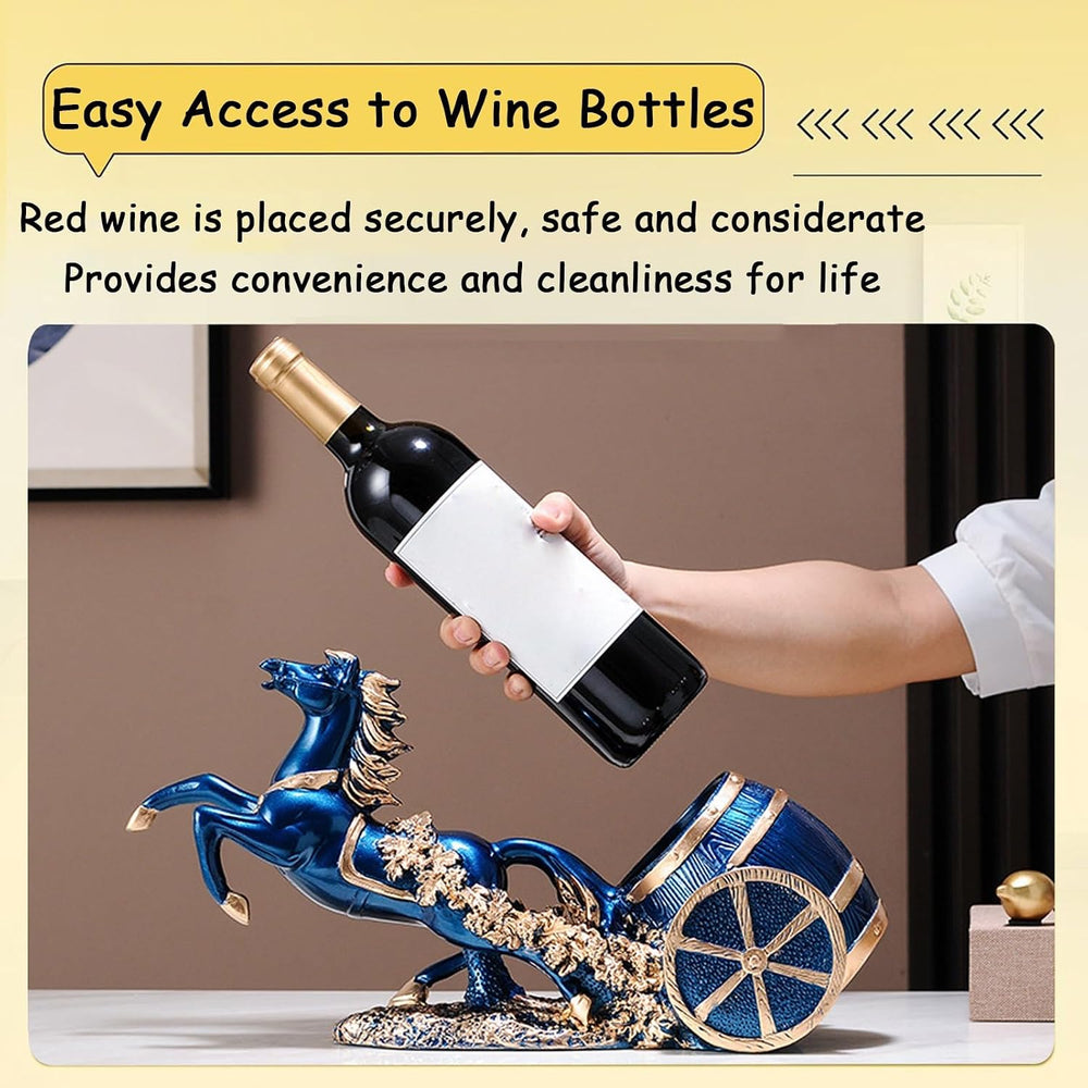 Horse Wine Bottle Holder,Decorative Wine Bottle Display,17.3x8.6x5.5in,Blue |...