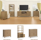 Farmhouse TV Stand for TVs Up to 65 Inch, Entertainment Center with Door, Media Console Cabinet,TV Console Cabinet with Storage & Adjustable Shelf for Living Room/Bedroom
