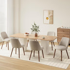 Upholstered Dining Chairs Set of 6, Modern Fabric Kitchen Chairs with Back, Wood Legs for Kitchen Dining Room Restaurant, Camel