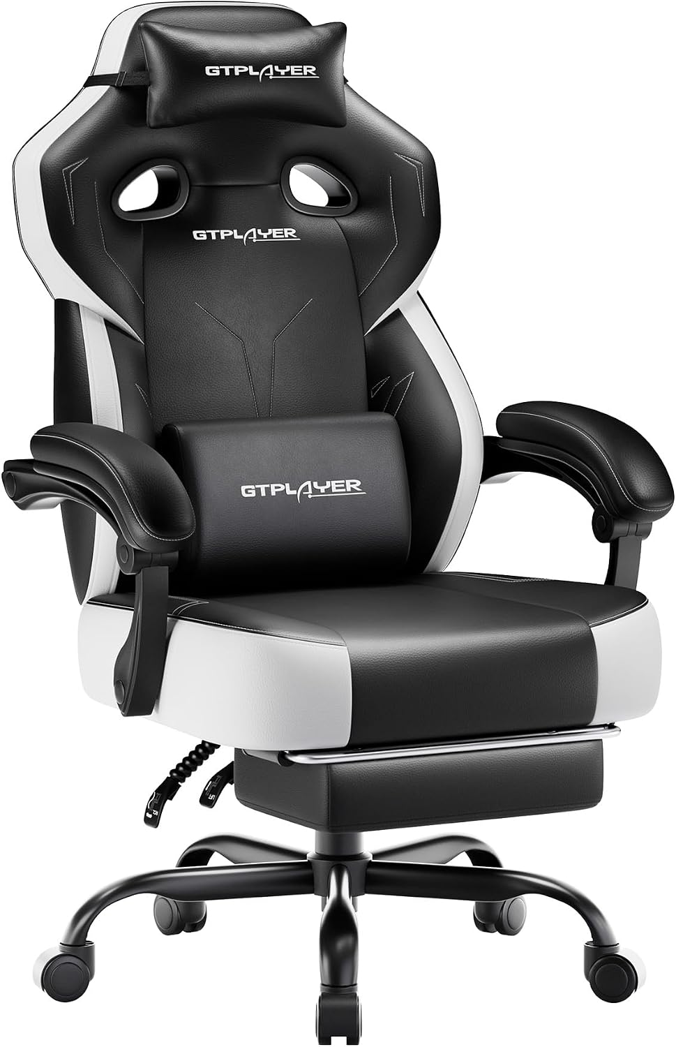 GTPLAYER Big & Tall Gaming Chair, Wide Seat with Footrest, Jet Black | Er...