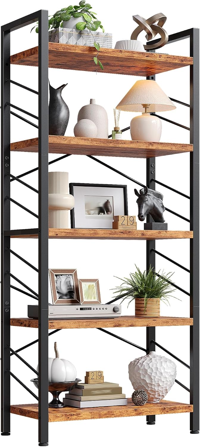 DurayLoly 5-Tier Book Shelf for Living Room, 64.96" H Open Display Bookcase
