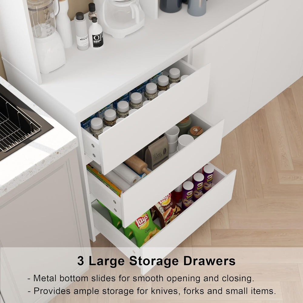 Mekminop Extra Large Kitchen Pantry with Microwave Shelf, Kitchen Hutch Stora...