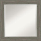 Amanti Art Grey Wall Mirror 25x25 Fencepost Grey Narrow Square Bathroom Mirror for Wall Decor Living Room, Medium Country Rustic Wood Frame, Hangs Horizonally and Vertically, Bathroom Decor, Beveled