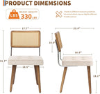 GarveeHome Natural Rattan Dining Chairs Set of 2, Linen Upholstered Kitchen Chairs with Tall Cane Backrest and Strong Wood Legs for Dining Room, Kitchen, Restaurant, Beige