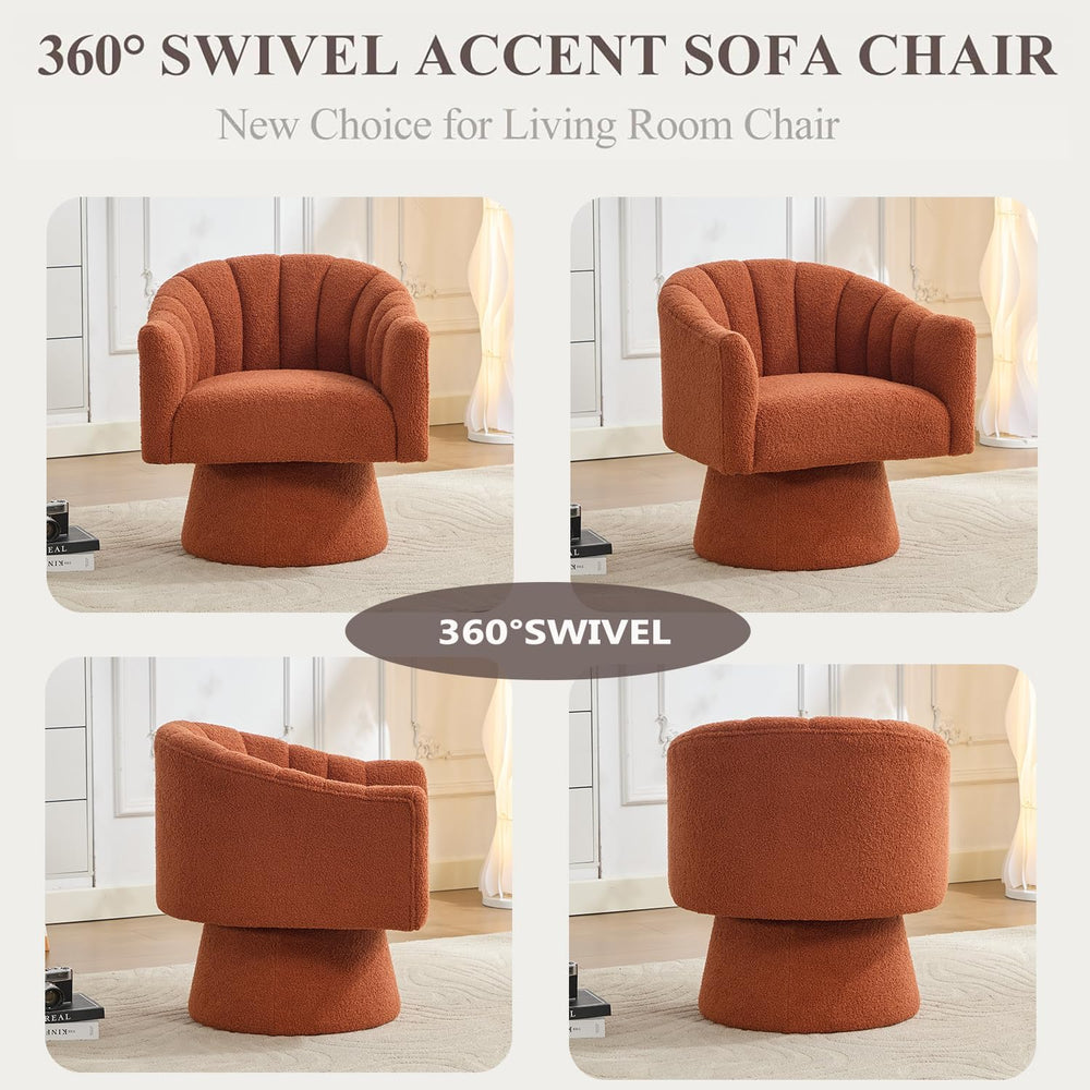 Senyar Swivel Accent Chair, Modern Teddy Barrel Chair for Living Room | Cozy ...