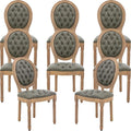 French Country Dining Chairs Set of 8, Olive Kitchen & Dining Room Chairs, Faux Leather Kitchen Chairs, Tufted Upholstered, Wood Legs, Sillas De Comedor (PU, Pine Green, 8Pcs)