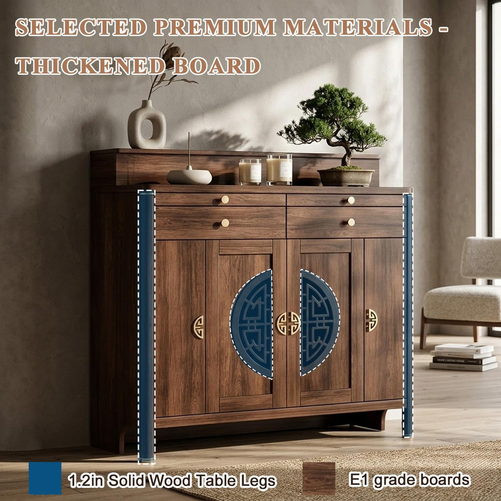 Personal Shrine Altar Table, Solid Wood Frame Buddhist Altar Cabinet, Meditat...