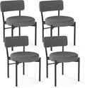 Giantex Boucle Dining Chairs Set of 4, Sherpa Upholstered Kitchen Chairs w/Curved Backrest, Padded Seat & Metal Legs, Modern Accent Armless Side Chairs for Dining Living Room, Restaurant