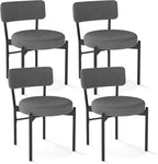Giantex Boucle Dining Chairs Set of 4, Sherpa Upholstered Kitchen Chairs w/Curved Backrest, Padded Seat & Metal Legs, Modern Accent Armless Side Chairs for Dining Living Room, Restaurant