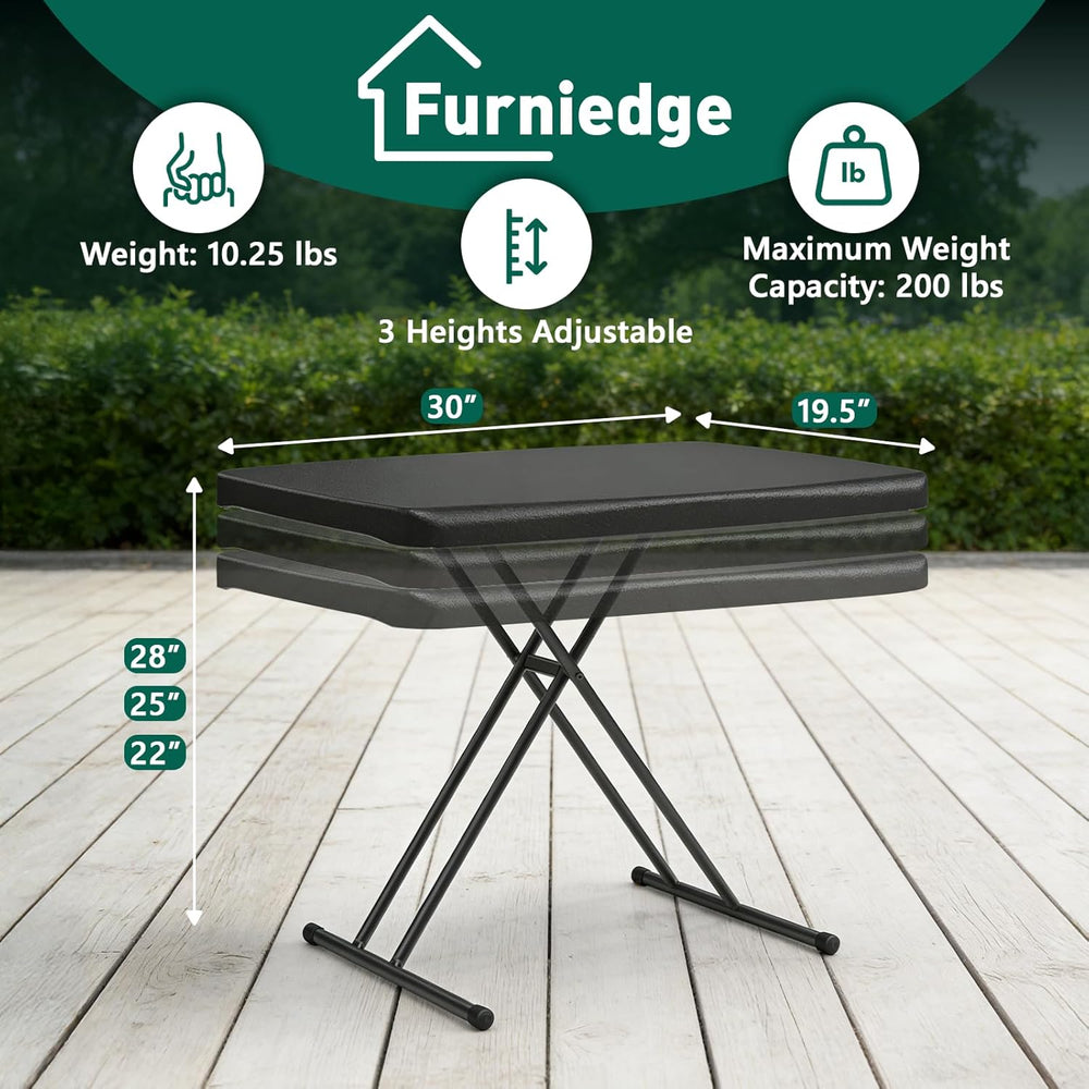 30 Inch Folding Table, Adjustable Height TV Tray for Small Spaces, Heavy Duty...