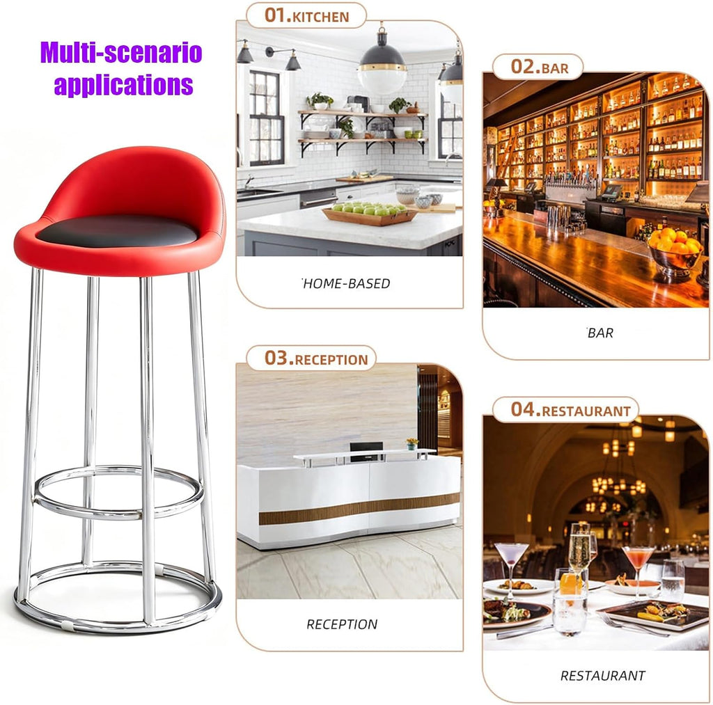Counter Stool, Tall Executive Office Chair, High Barstools, Metal Frame, for Kitchen Island, Reception, Cafe, Changing Room(Orange+White,High 70CM)